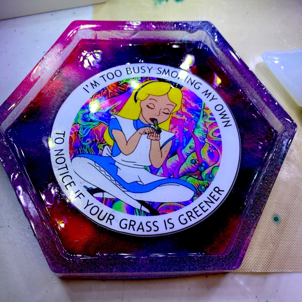 Grass is greener coaster. Alice in Wonderland